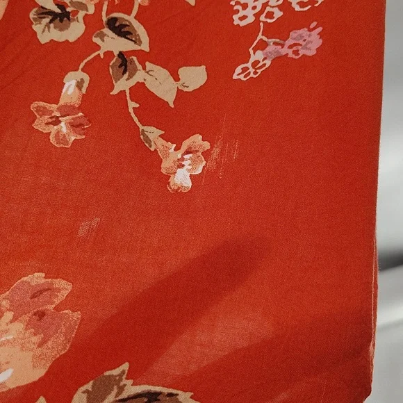 Torrid Harper Blouse Size 3X Dark Coral Floral 3/4 Sleeve Button Down - Picture 8 of 10